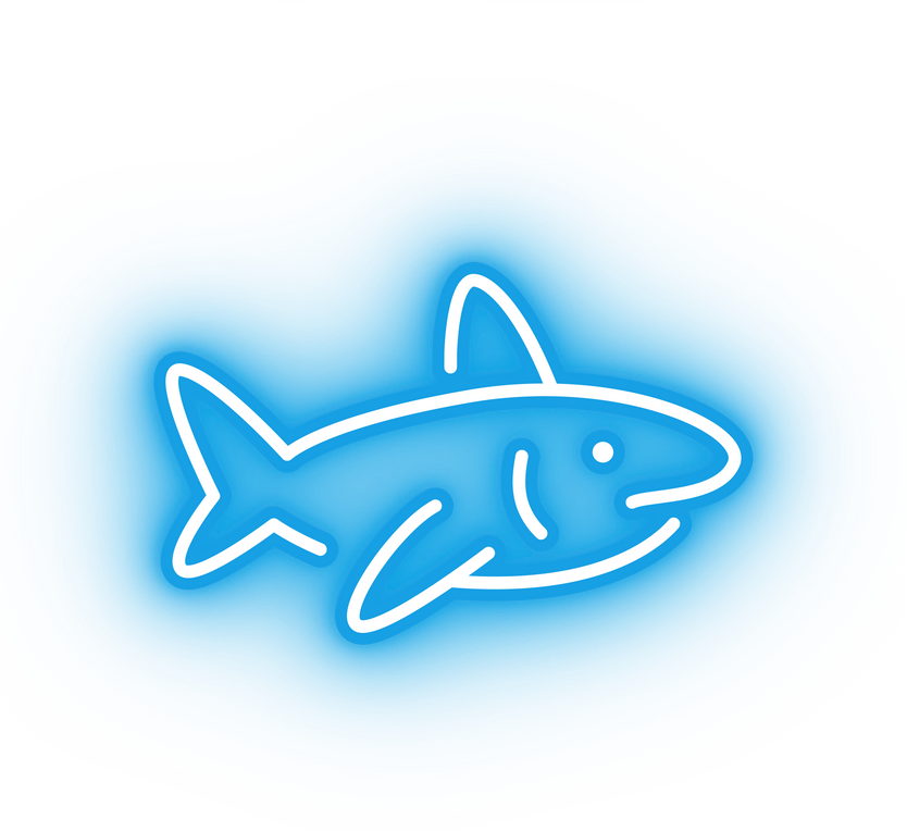 Neon blue shark icon